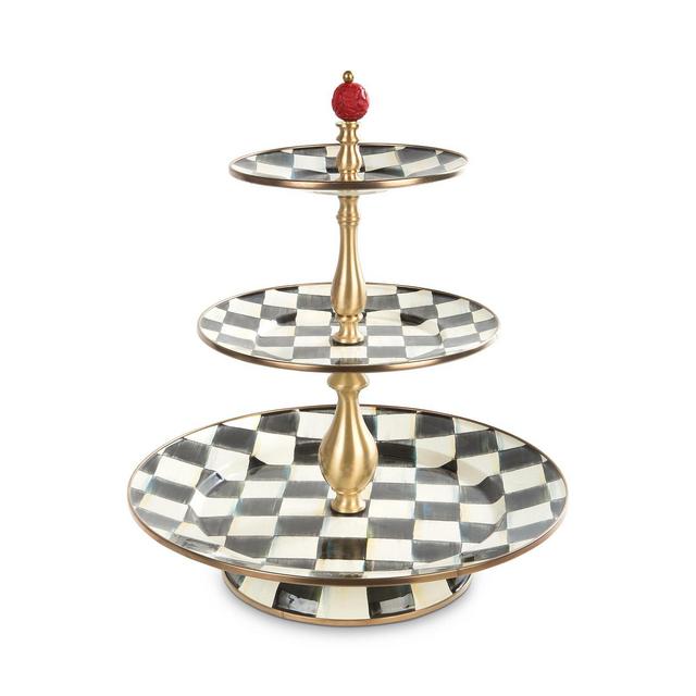 MacKenzie-Childs Courtly Check Enamel Three-Tier Sweet Stand