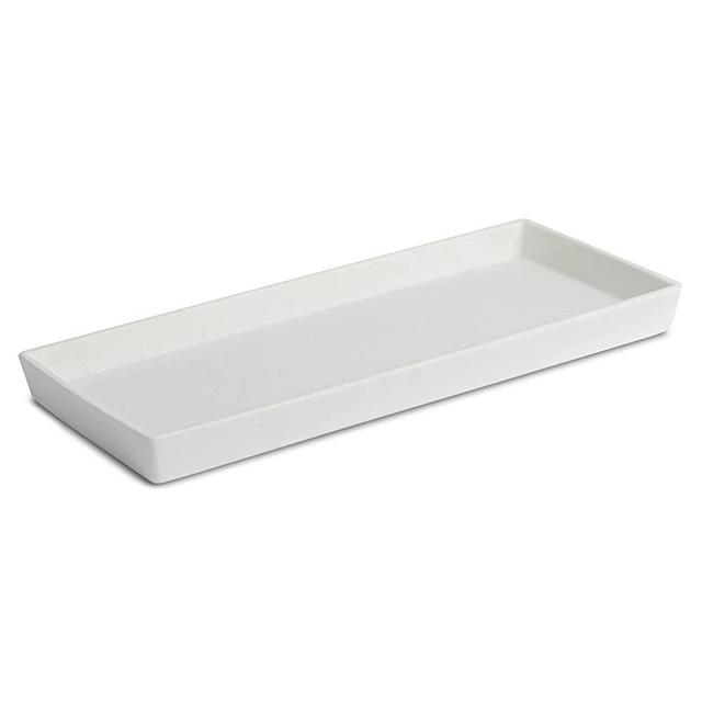 Jo Lavie Vanity Tray Small Rectangle, Bathtub Tray Bathroom Organizer, Cosmetics Holder for Tissue Candle Towel Plant Jewelry Ring Dish Dresser Perfume Shampoo (White)