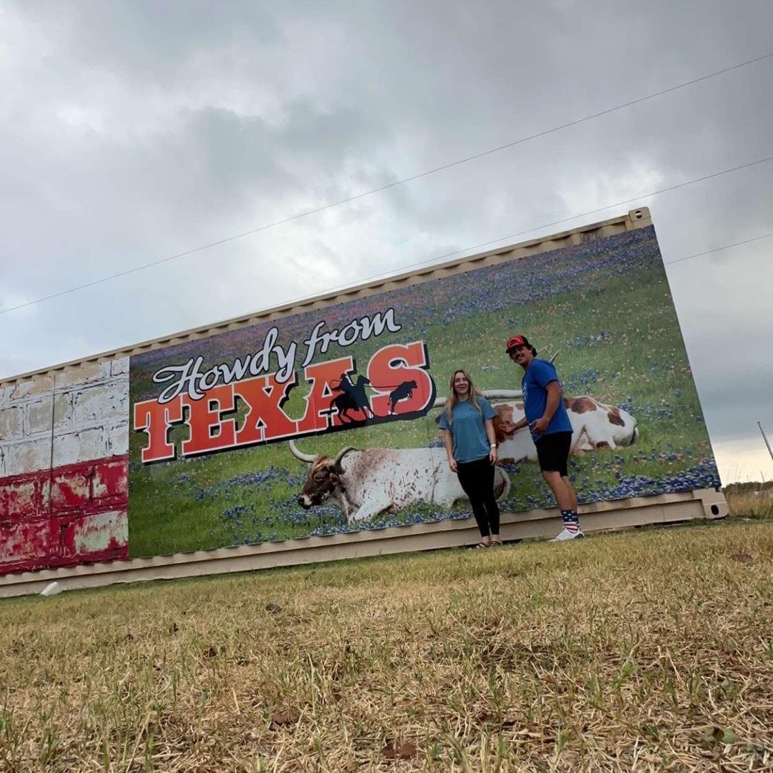 our awful attempt at taking a photo from our 24hr drive to Texas
