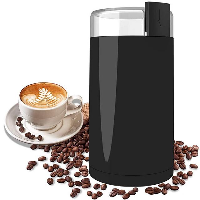 Wancle Electric Coffee Grinder Machine - Mill for Beans ＆ Spices - Stainless Steel Blade & Bowl - Quiet Coffee Grinder with Clean Brush - One Button for Coarse and Fine Grinder Black