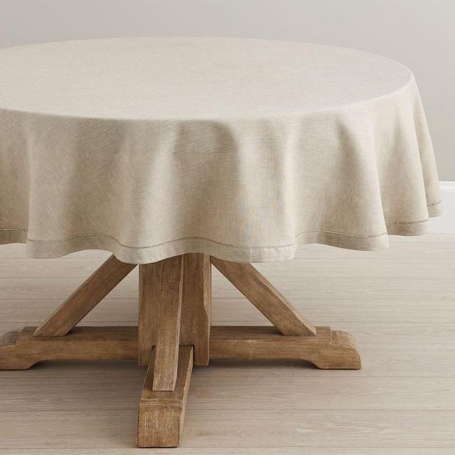 Belgian Linen Round Tablecloth, 70" - Flax