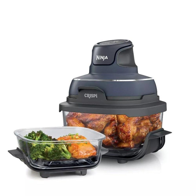Ninja Crispi Air Fryer & Portable Glass Cooking System – 4QT Air Fry, Bake, Microwave Safe, Dishwasher & Freezer Safe with 6-Cup Glass Containers & Storage Lids – Non-Toxic, Easy Meal Prep, FN101CGY
