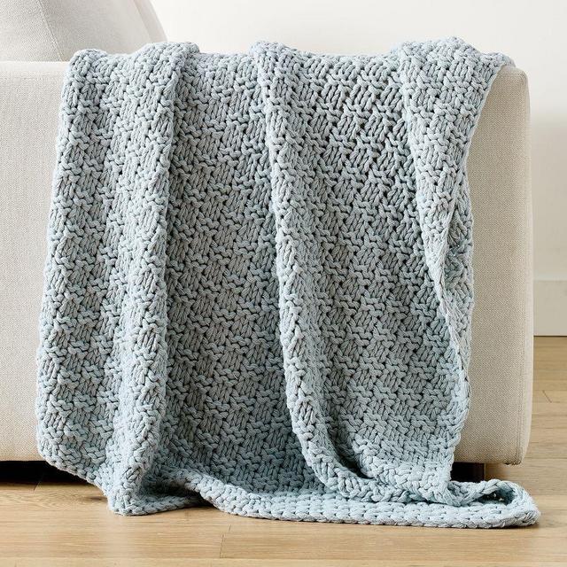 Boston Knit Throw, 44" x 56", Chambray