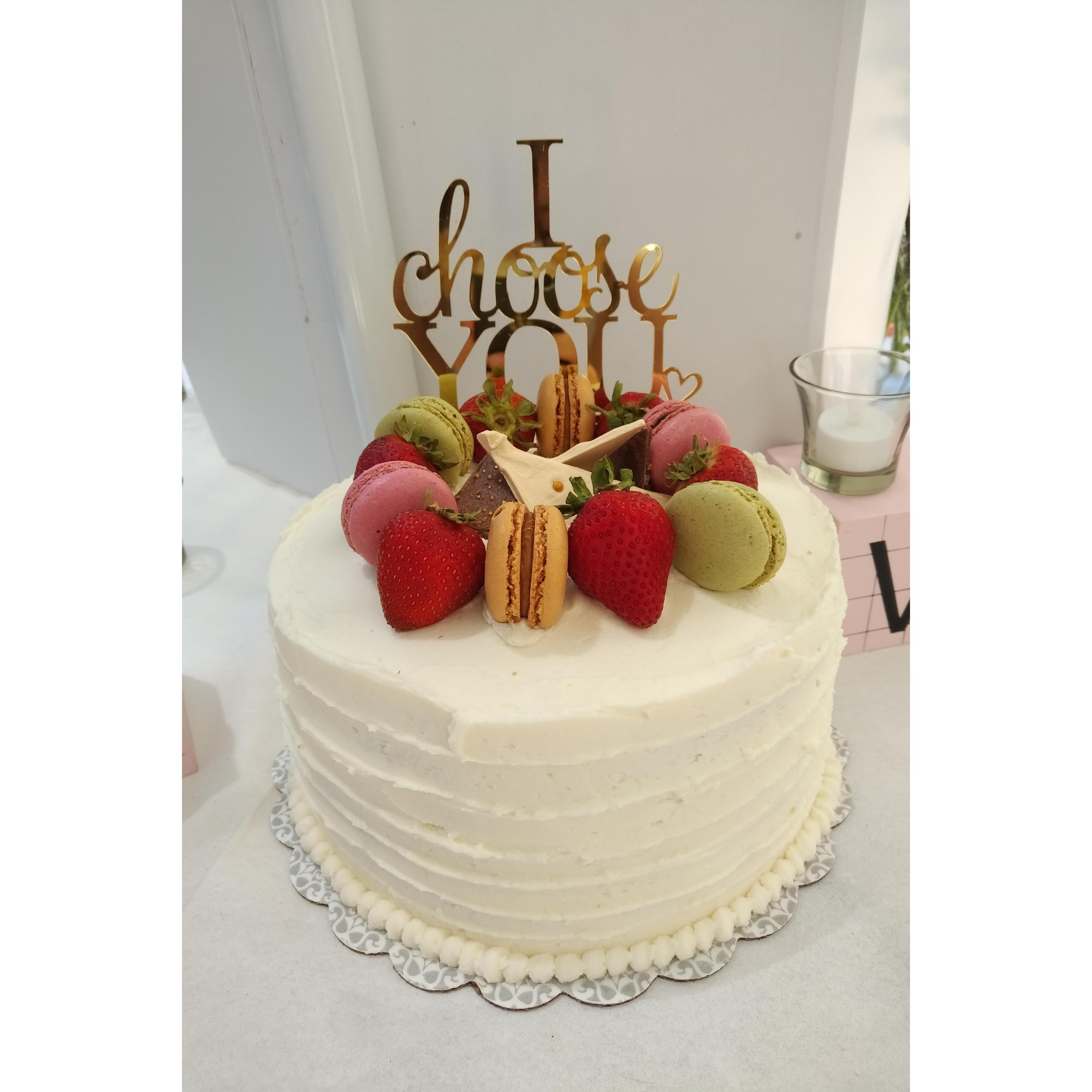The delicious wedding cake made by Emily Chirk