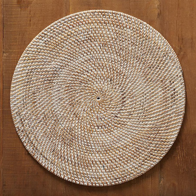Tava Rattan Round Placemats, Set of 4 - Light Natural