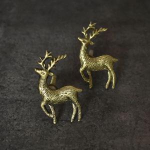 Brass Deer Cabinet Drawer Knobs Handles Antique Bronze