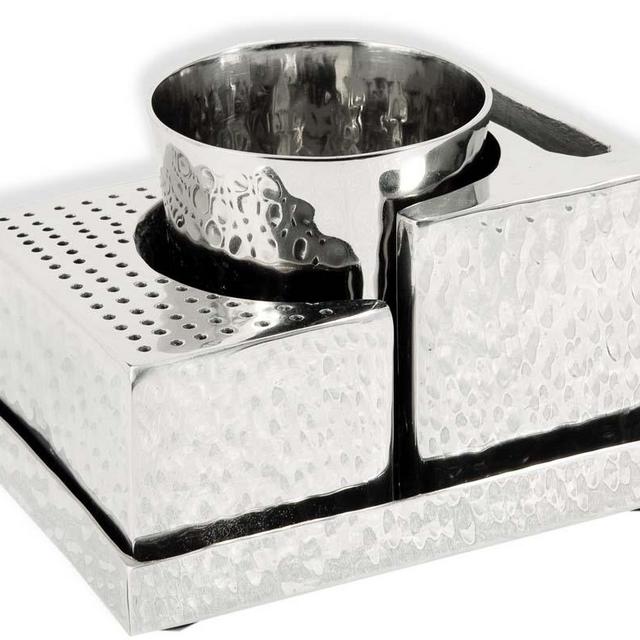 Judaica Hammered Nickel Havdalah Set