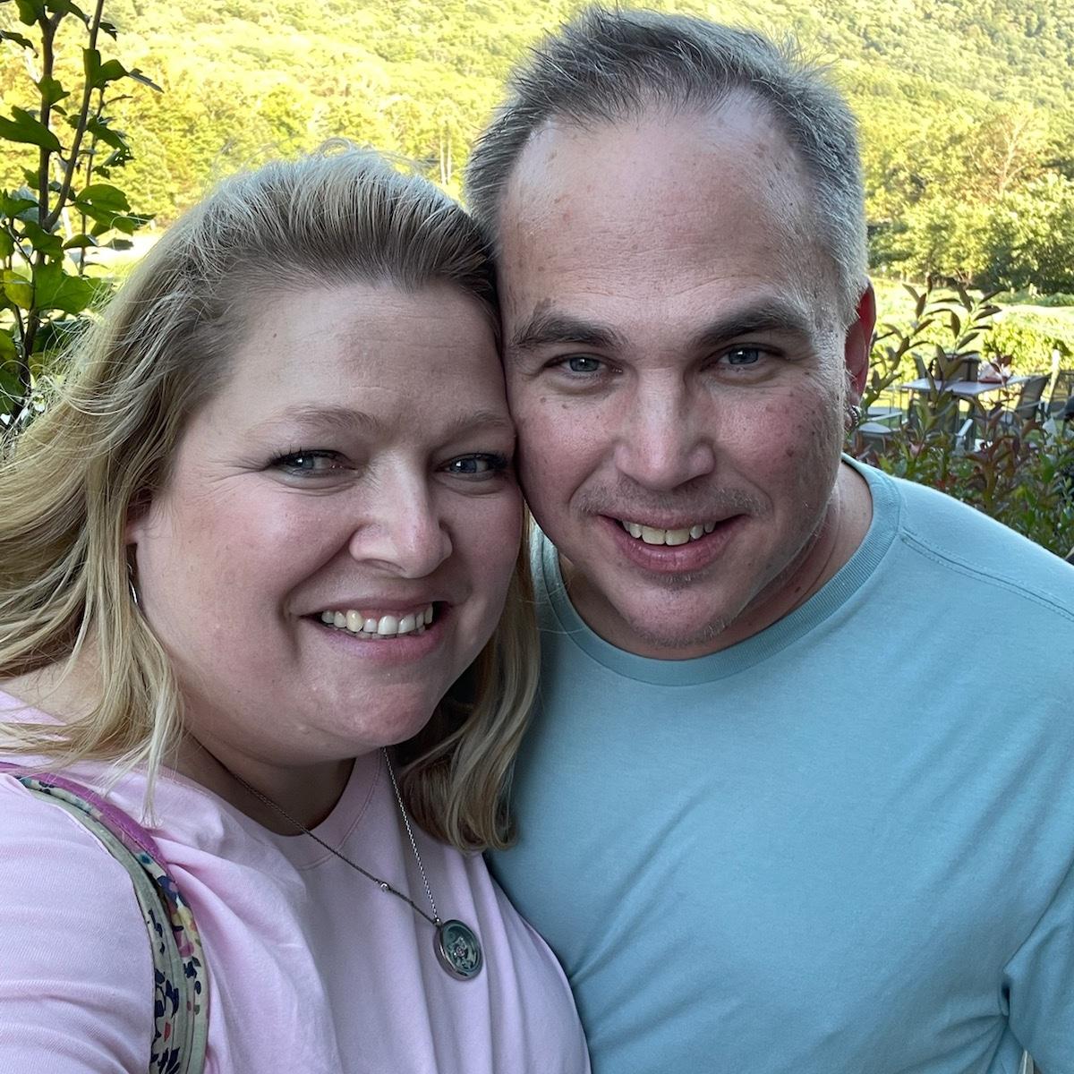 Enjoying the weather, wine, and each other.