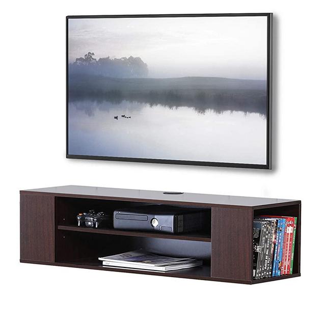 FITUEYES Wall Mounted Audio/Video Console Wood Grain for Xbox one /PS4/ vizio/Sumsung/Sony TV DS210001WB