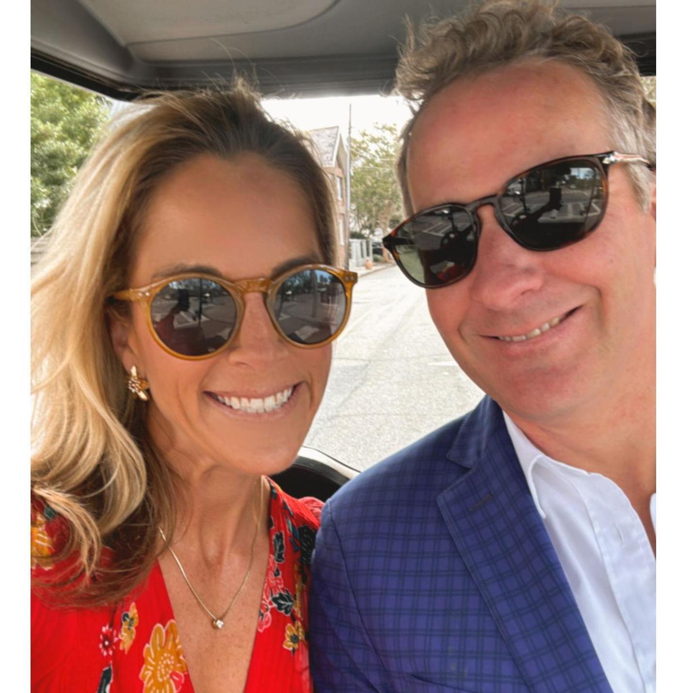 Golf cart cruising on our way to a friends engagement party downtown