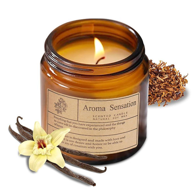 ARCASA Organic Smoked Vanilla Candles - Non Toxic Soy Candles for Home, Stress Relief & Meditation (7oz)