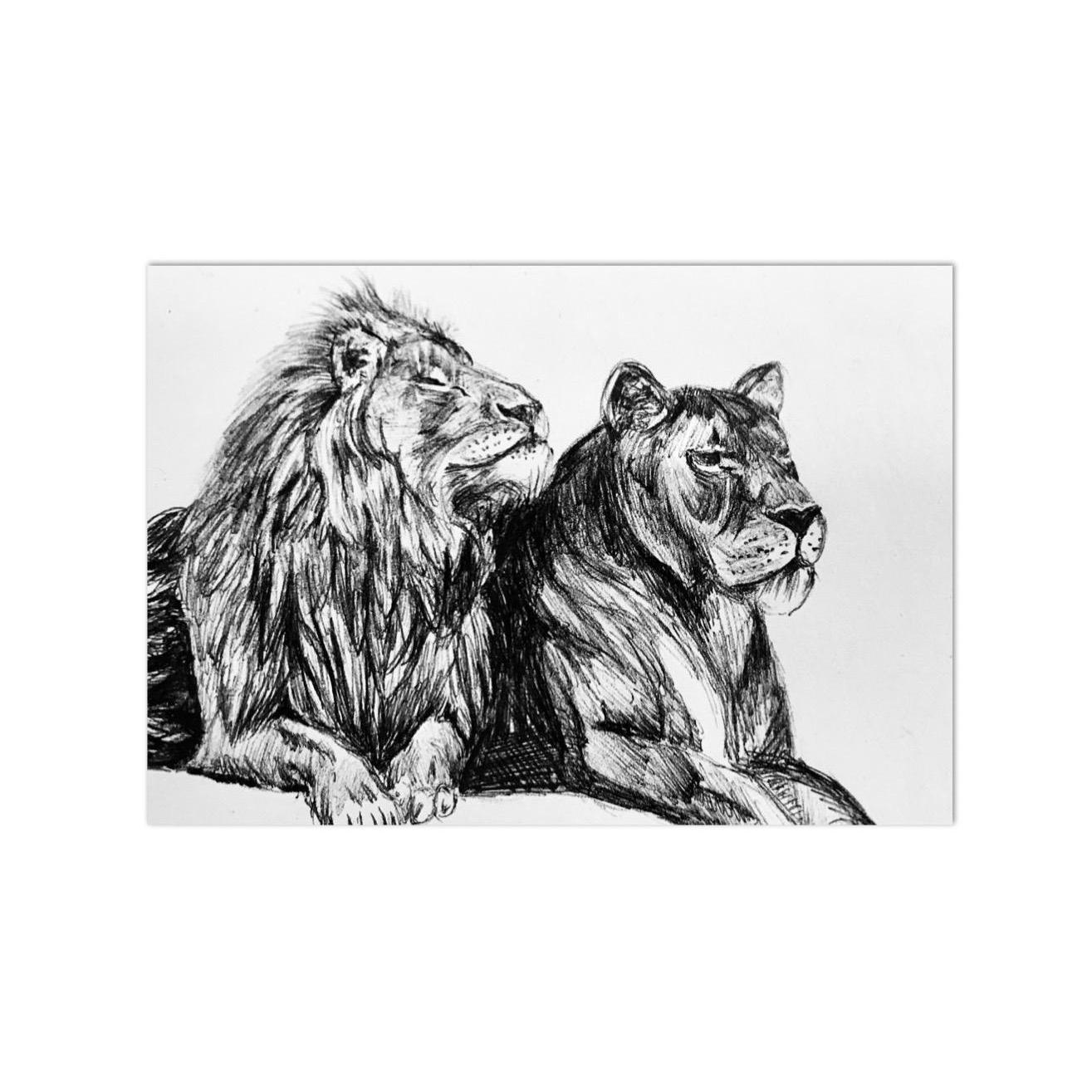 Lion-n-da-sun
Ink on Paper
5x7 
Suggested Price: $30