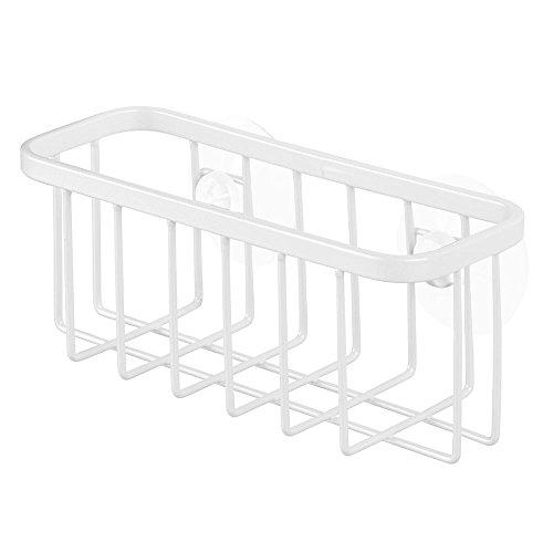iDesign Gia Sink Suction Holder for Sponges, Scrubbers, Soap in Kitchen, Bathroom, Bathtubs, 5.75" x 2.25" x 2.5" - Pearl White