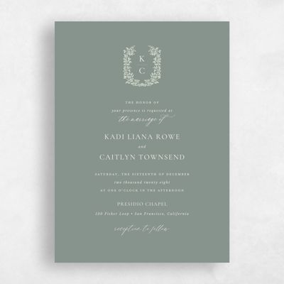 Deep Sage, Green Wedding Invitation - Mirra Portrait