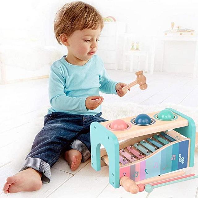 Montessori Wooden Ball Toy with Slide Out Xylophone