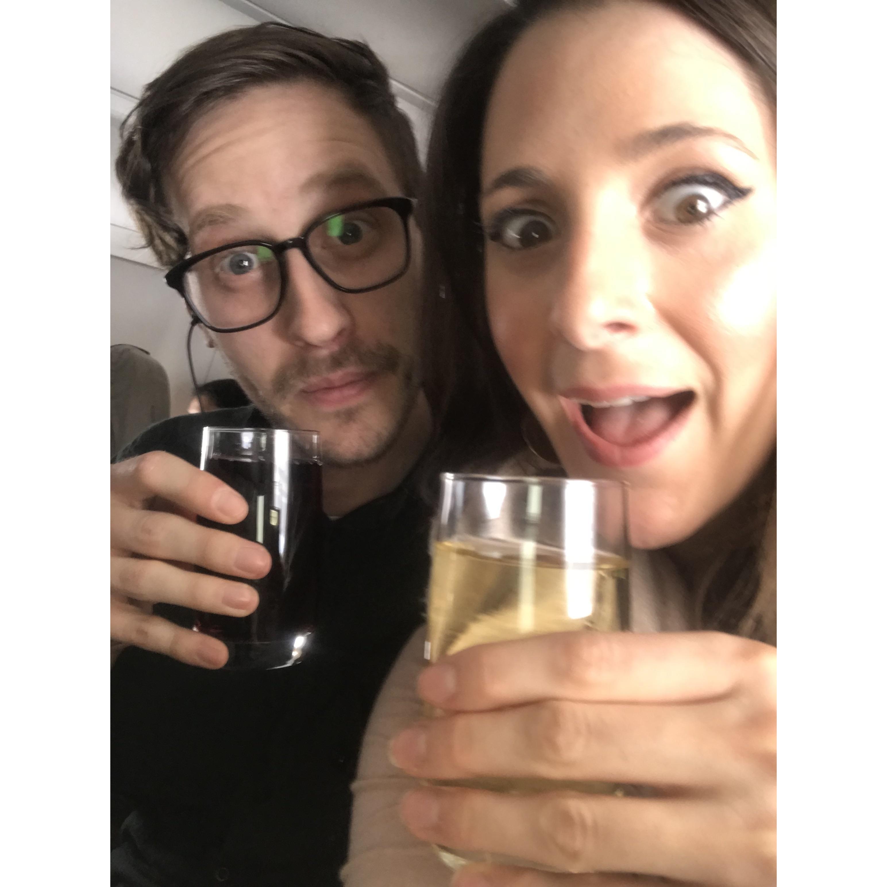 Certain flights from Toronto serve free wine.