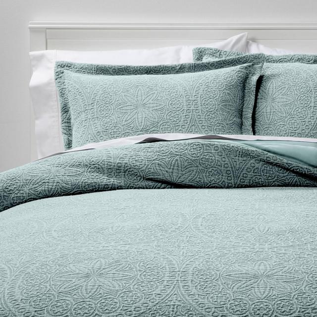 King Matelasse Medallion Comforter & Sham Set Washed Mint - Threshold™