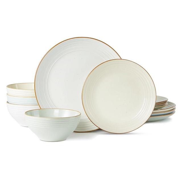 Famiware Jupiter Dinnerware Set, Plates and Bowls Sets for 4, Microwave and Dishwasher Safe, Scratch Resistant, 12 Pieces Dishes Set, Multi-color