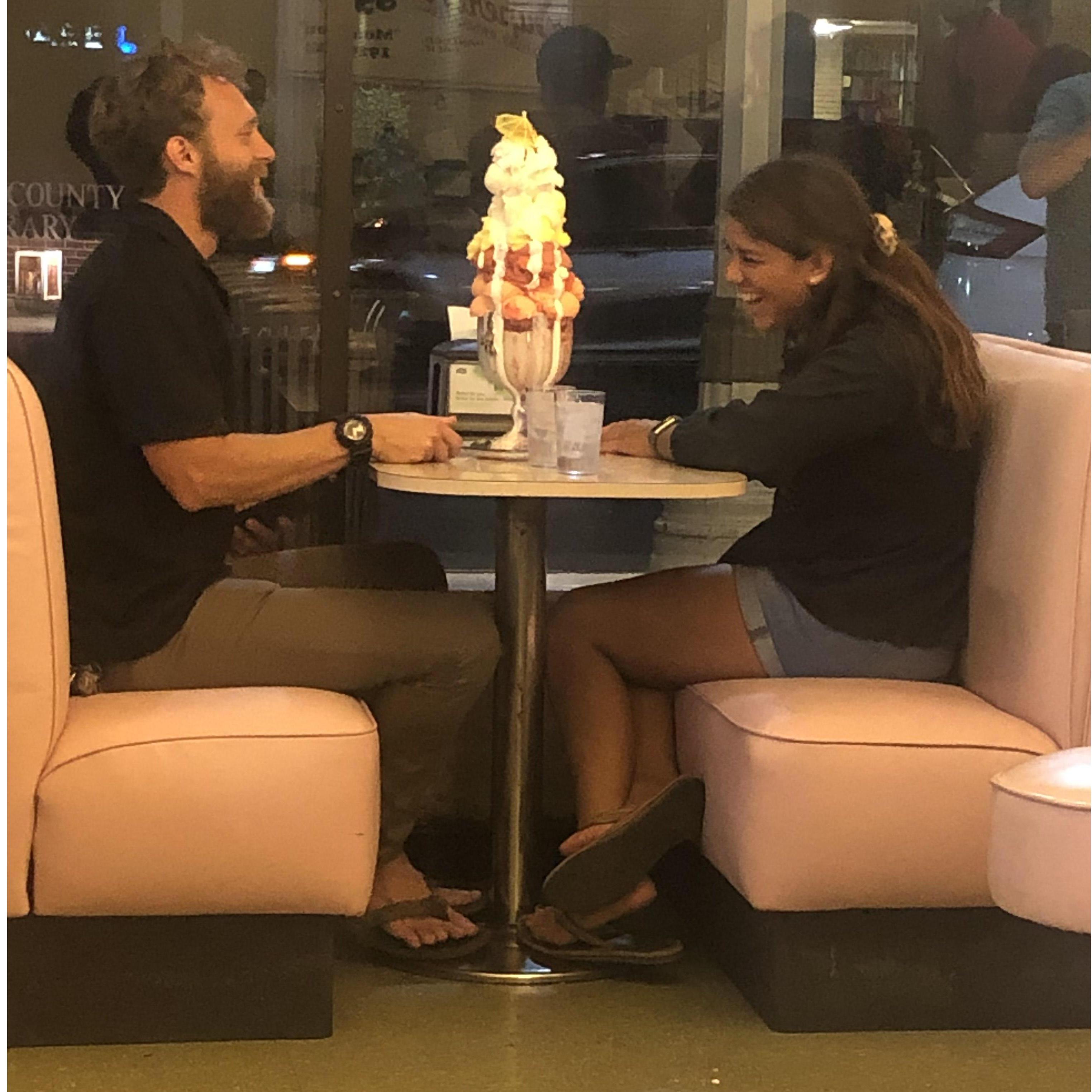 Trying to conquer this giant ice cream from Superior Dairy in Hanford!