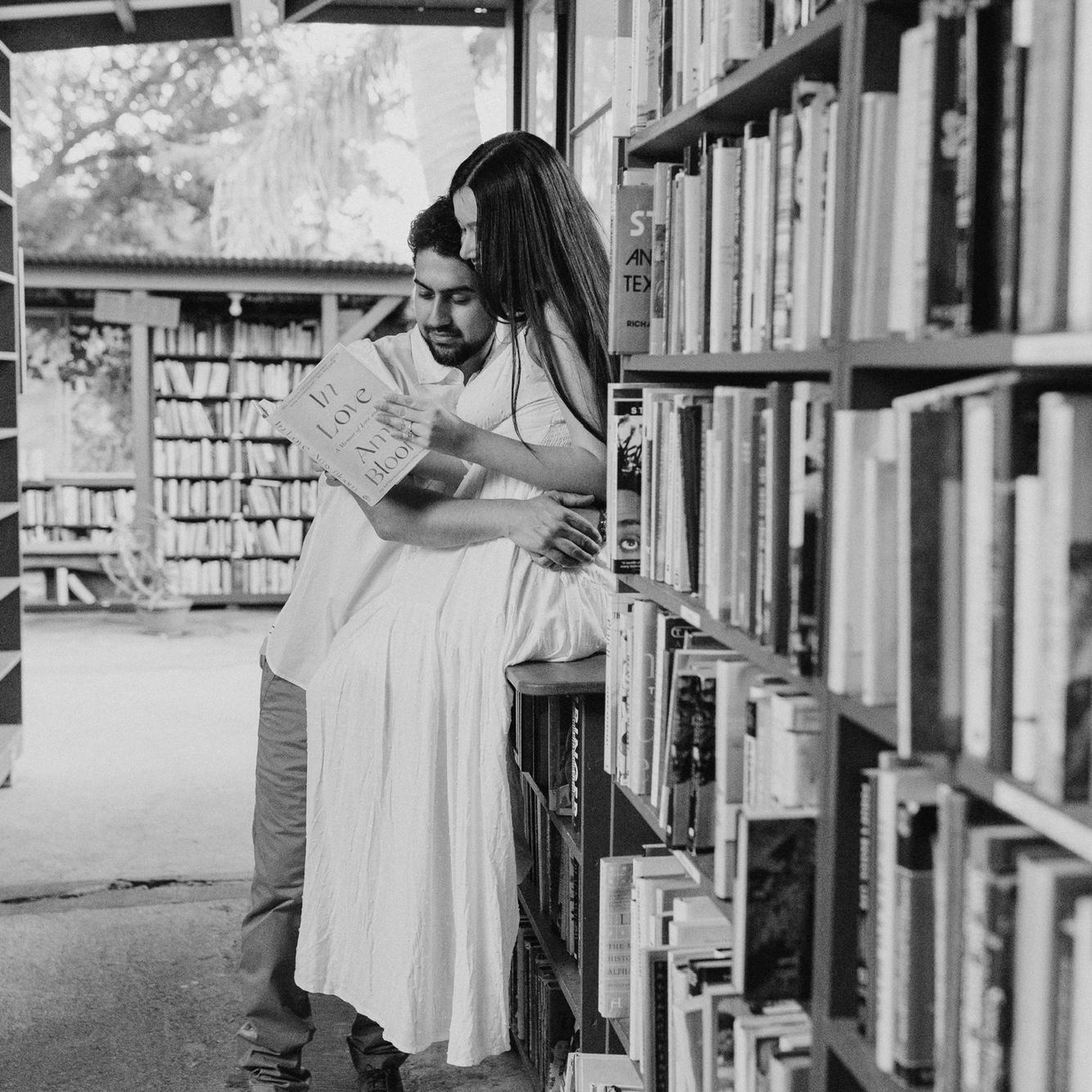In April, we had our engagement photos done by Kate's former classmate, Alejandra Scott, at Bart's Books in Kate's hometown of Ojai, California.