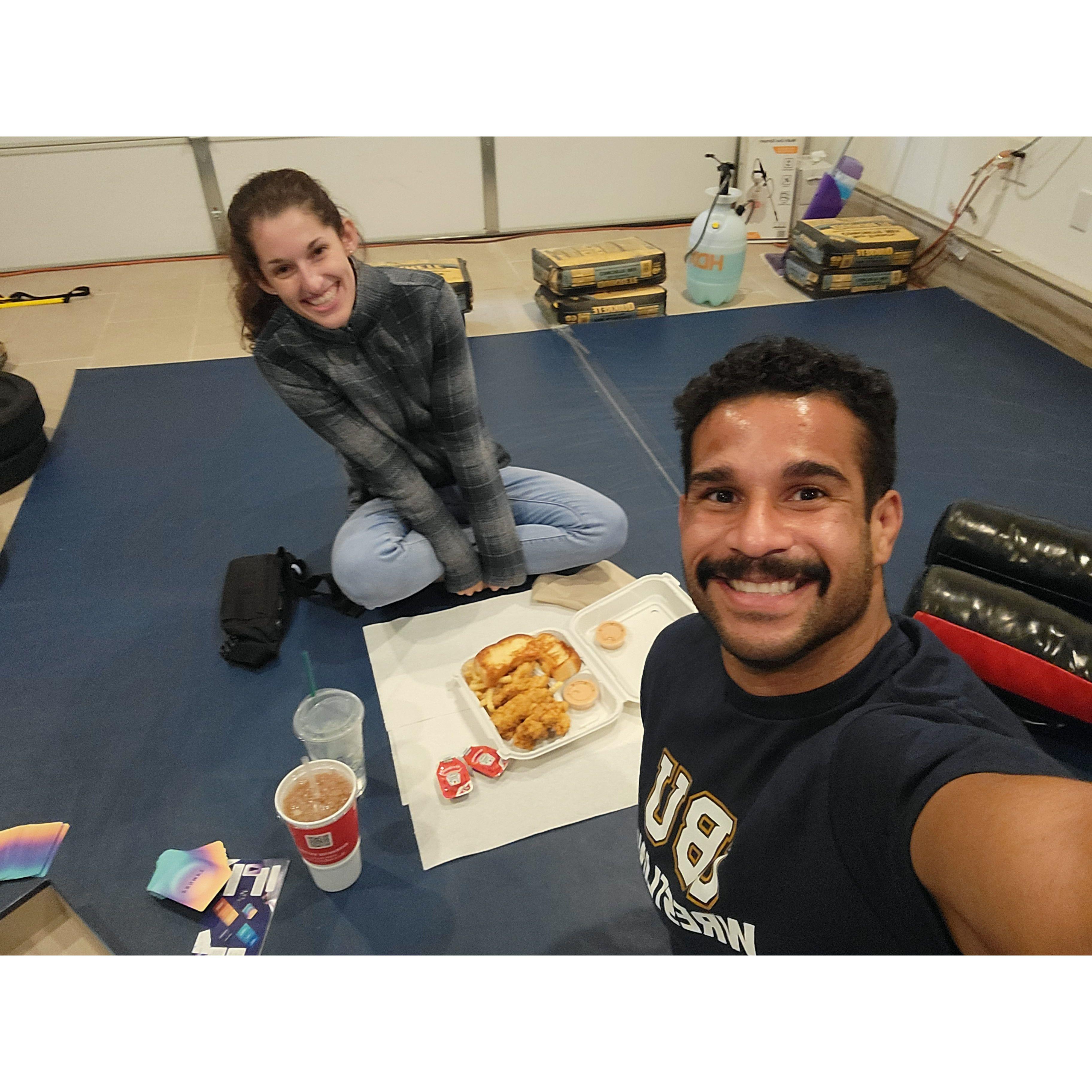 Dinner shenanigans on Orlando's wrestling mat
