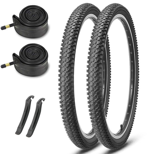 MOHEGIA Mountain Bike Tires: 20/24/26/27.5-inch Folding Replacement MTB Bicycle Tires 2-Pack and Pair 20/24/26/27.5-inch Inner Tubes Schrader Valve with Tire Levers Tire Levers