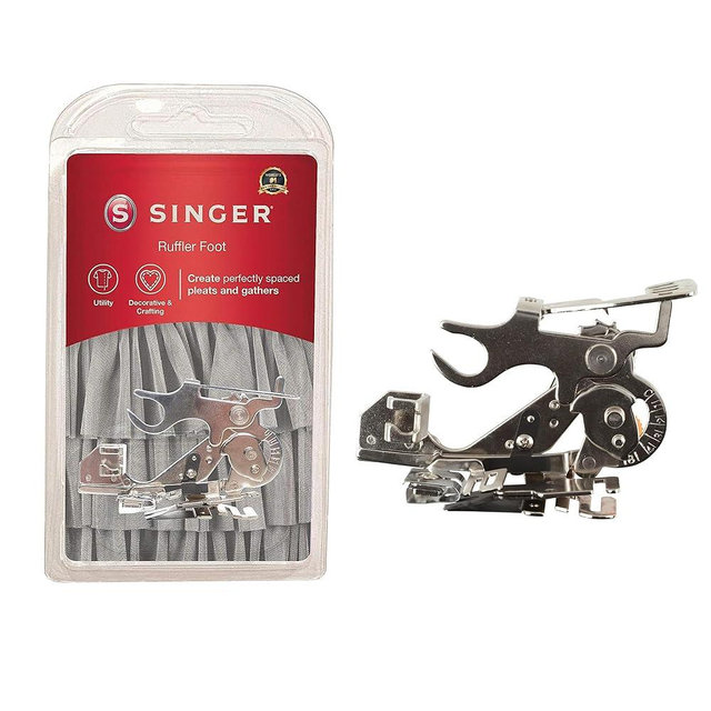 Singer | Ruffler Attachment Presser Foot, Perfectly Spaced Pleats/Gathers, Easily Adjust Closeness & Depth, Light to Medium Fabrics - Sewing Made Easy, Silver