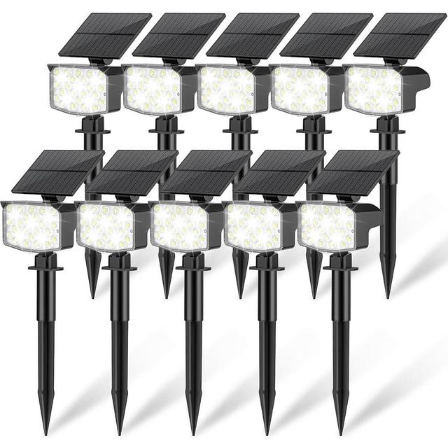 NACINIC Solar Spot Lights Outdoor Waterproof Adjustable Solar Powered Landscape Lights for Yard 3 Long Time Lighting Modes Spotlights for Pathway Garden Outside Wall Pool Porch- 10 Pack, Cool White