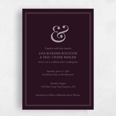 Burgundy, Red Wedding Invitation - Verona Portrait