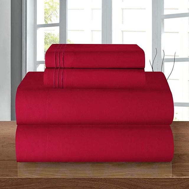 Luxury Soft 1500 Thread Count Egyptian 4-Piece Premium Hotel Quality Wrinkle Resistant Coziest Bedding Set, Easy All Around Elastic Fitted Sheet, Deep Pocket up to 16inch, Queen, Burgundy