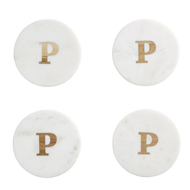 Alphabet Marble with Wood Coasters - P