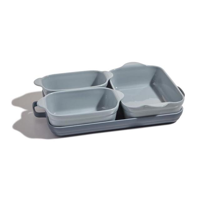 Our Place Ovenware Set | 5-Piece Nonstick, Toxin-Free, Ceramic, Stoneware Set with Oven Pan, Bakers, & Oven Mat | Space-Saving Nesting Design | Oven-Safe | Bake, Roast, Griddle and more | Blue Salt