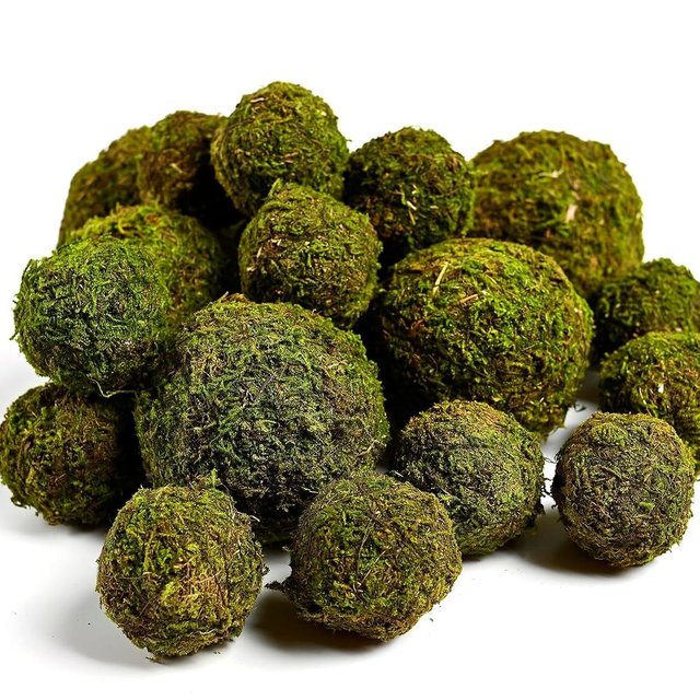 USMOLA 18-Piece Moss Balls Set - 6 Large 3.2" & 12 Small 2" Artificial Moss Decor for Bowls, Vases | Handmade Natural-Look Decorative Filler Balls for Home Centerpieces, Tabletop Decor (Sunlit Green)