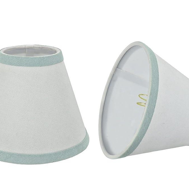 Aspen Creative 32044-2A Small Hardback Empire Shape Chandelier Clip-On Lamp Shade Set (2 Pack), Transitional Design in White, 6" bottom width (3" x 6" x 5")