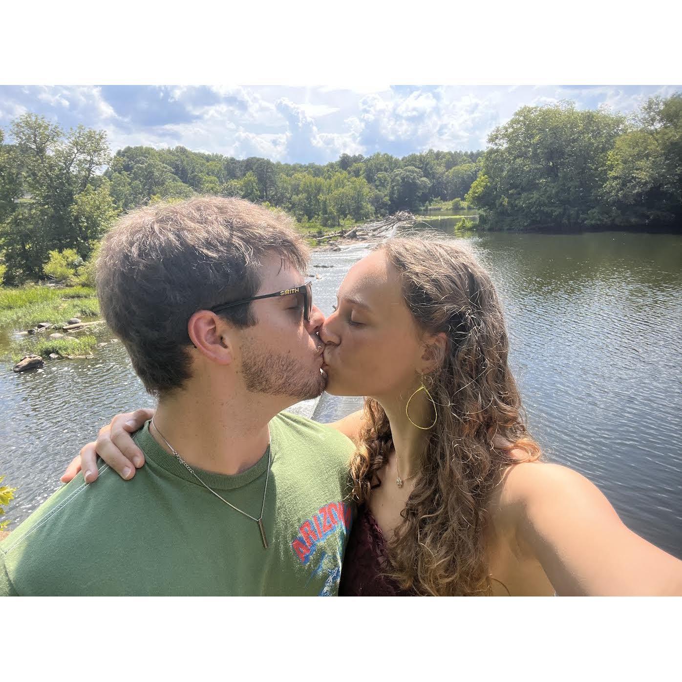 Haw river dam looks so pretty and green in the summer!