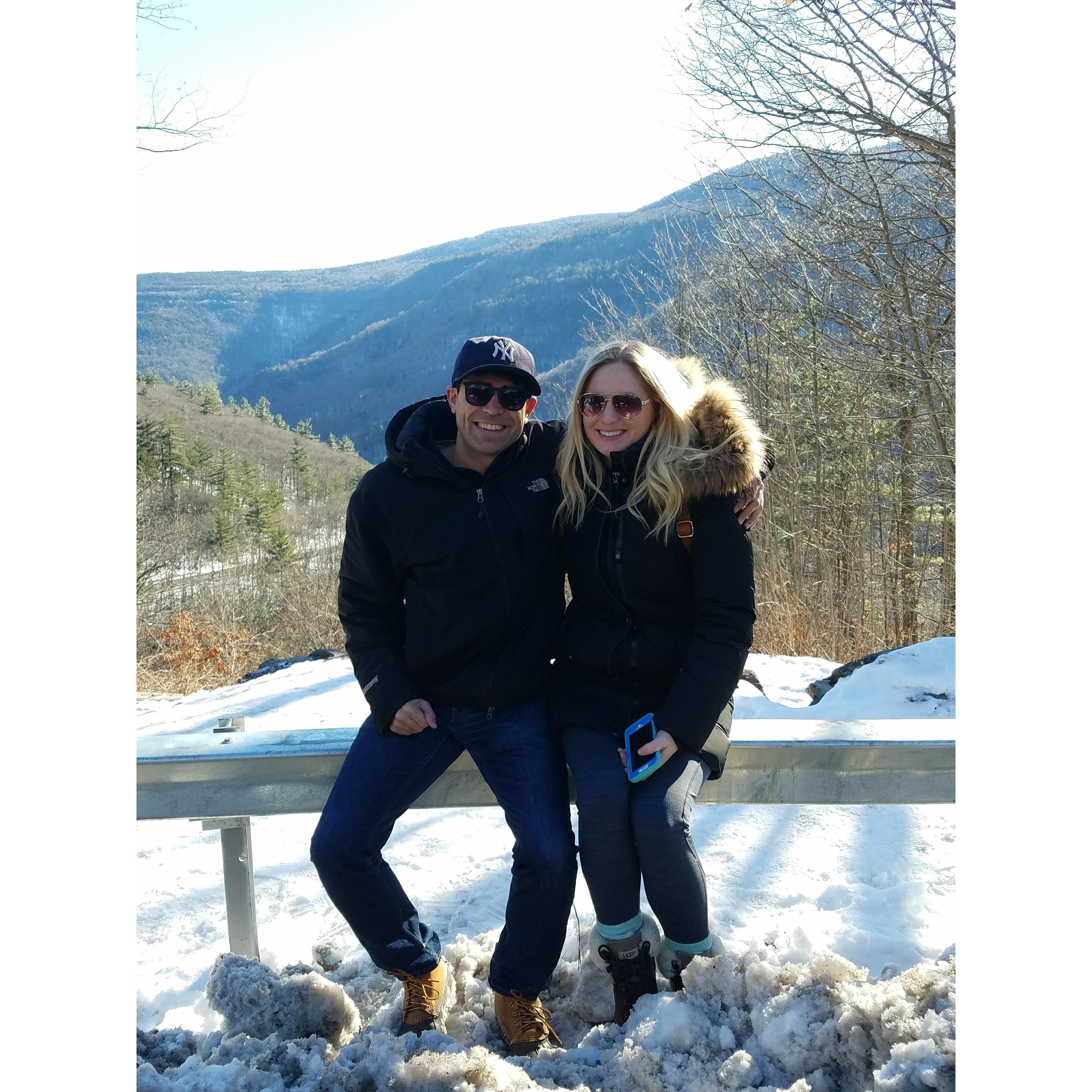 Hiking Kaaterskill Falls in the Hudson River Valley on New Years Day 2017.