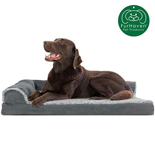 Furhaven Pet Dog Bed | Orthopedic Chaise Lounge Sofa-Style Living Room Corner Couch Pet Bed w/ Removable Cover for Dogs & Cats - Available in Multiple Colors & Styles