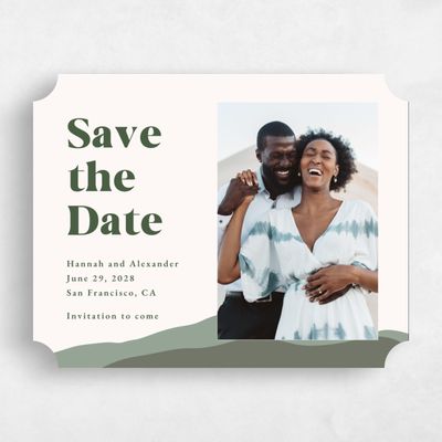 Green Ticket Wedding Save the Date - Langdon Photo