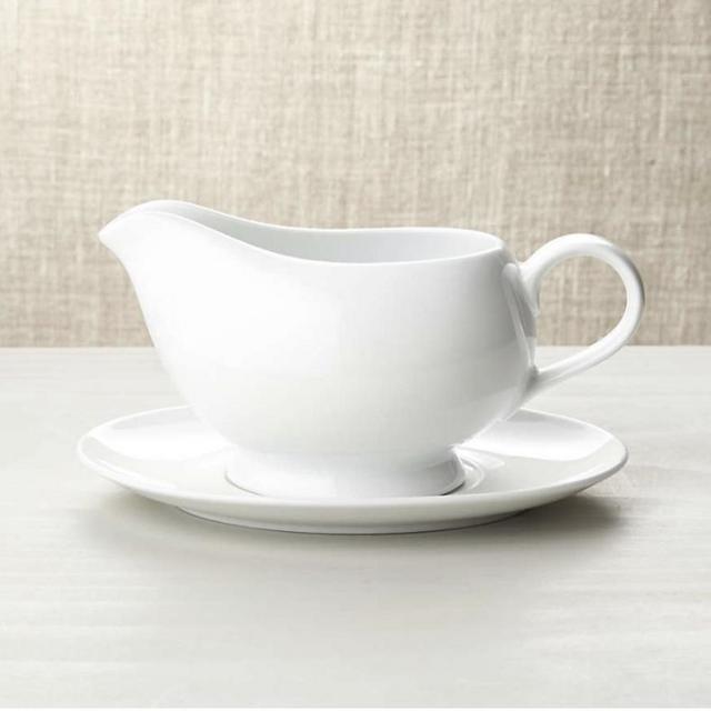 Crate and barrel - gravy boat with saucer