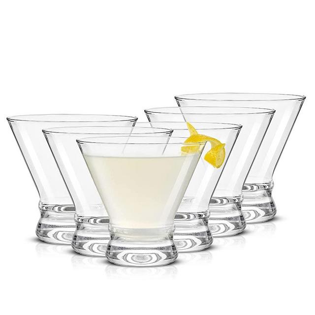 JoyJolt Stemless Martini Glasses. Cocktail Glasses Set of 6. 8oz Glasses. Footed Margarita Glasses, Liquor Drinking Glasses Bar Set, Shrimp Cocktail Serving Dish, Parfait Glasses, Glass Dessert Cups