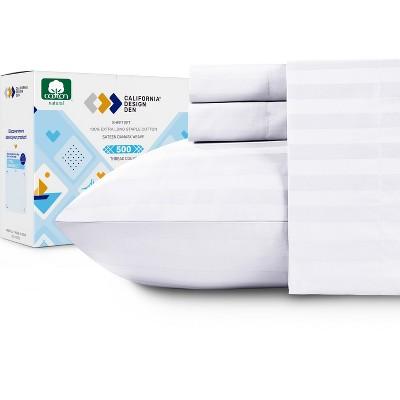 Bed Sheets Set | 500 Thread Count 100% Cotton Damask Sateen with Deep Pockets by California Design Den
