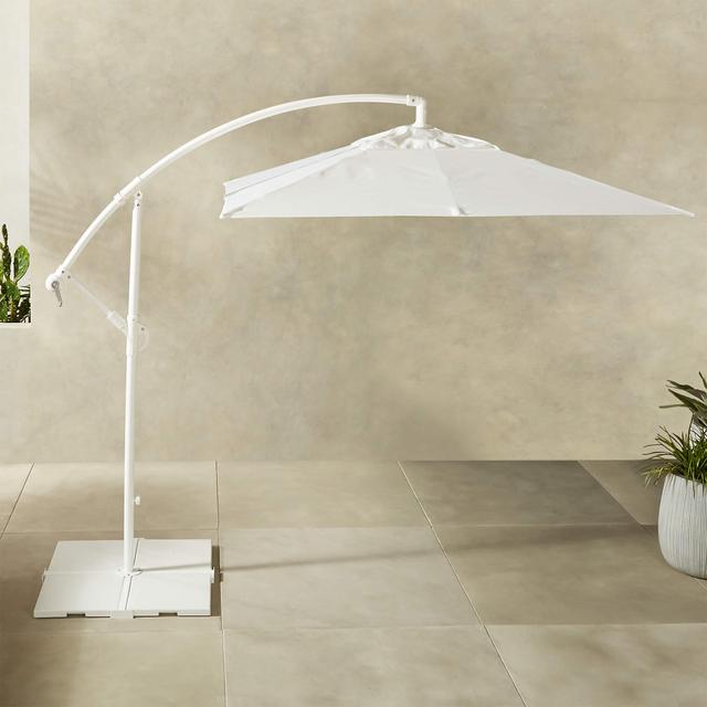 Eclipse White Modern Outdoor Umbrella with Base