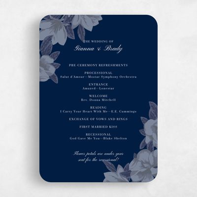 Blue Rounded Wedding Program - Indigo