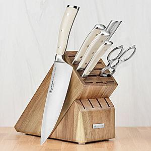 Wusthof Classic Ikon Creme 7 Piece Acacia Knife Block Set