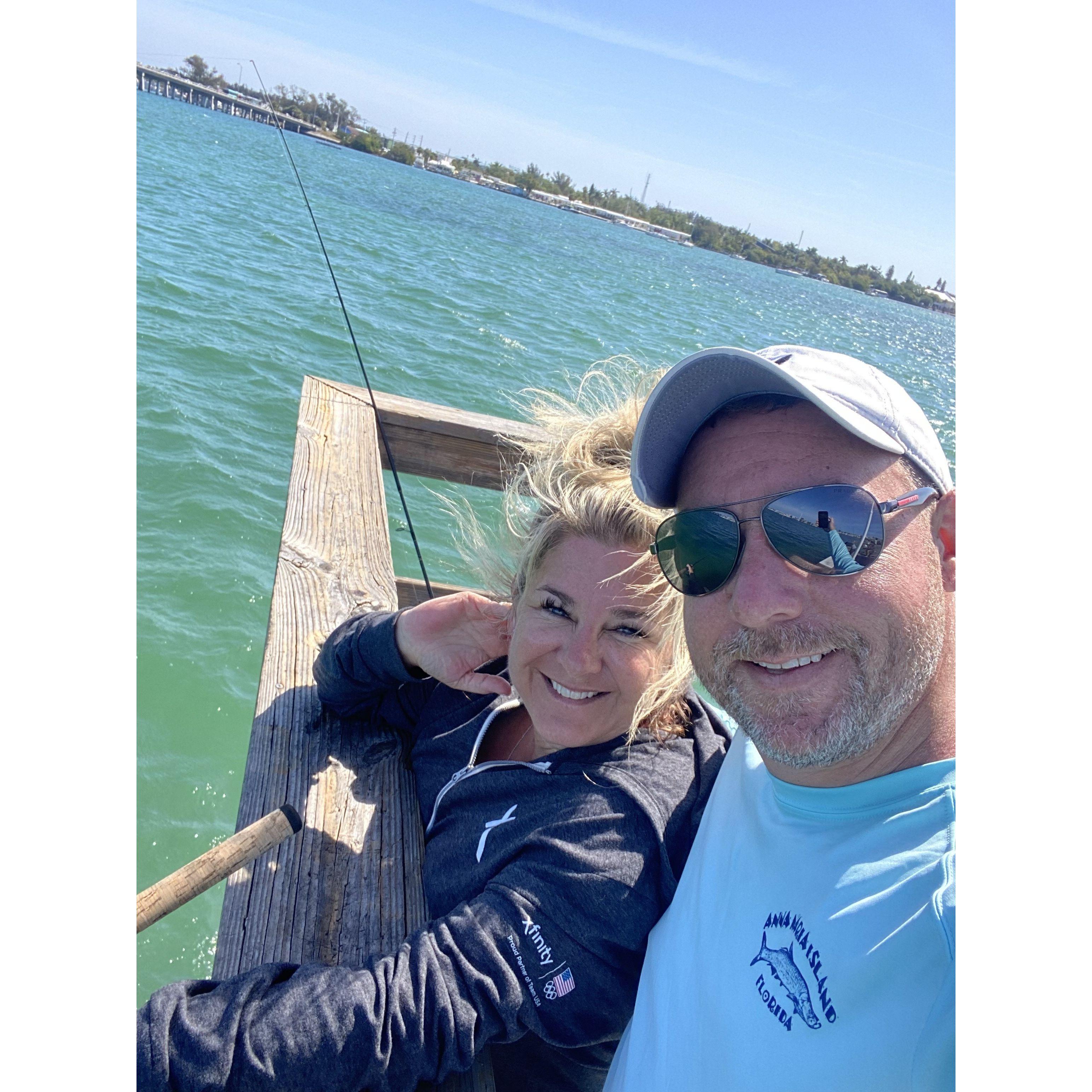 Fishing like pros... So lucky to call this beautiful woman my wife (soon)