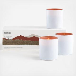 Mountain Rain and Soaring Cedars Scented Votive Candle, Set of 3