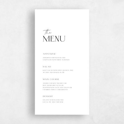 White Wedding Menu - Blonshine