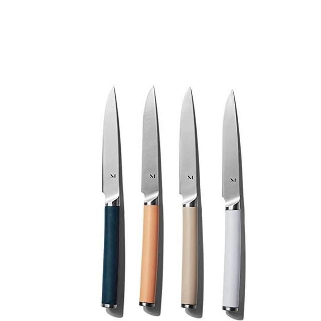 Material, The Table Knives 5pc Stainless Steel Steak Knives Set, 4 Knives + Knife Holder, Razor Sharp, Matte Finish, Dishwasher Safe, Mixed, Kitchen