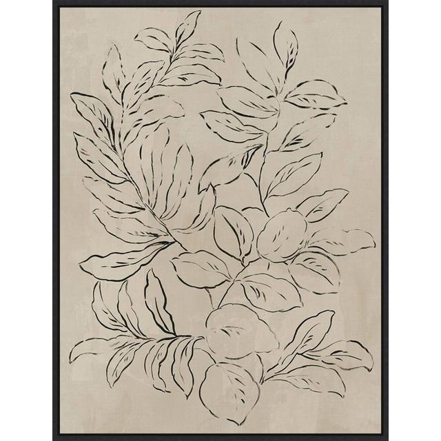 22" x 30" Outlined Leaves I by Asia Jensen Framed Canvas Wall Art Black - Amanti Art
