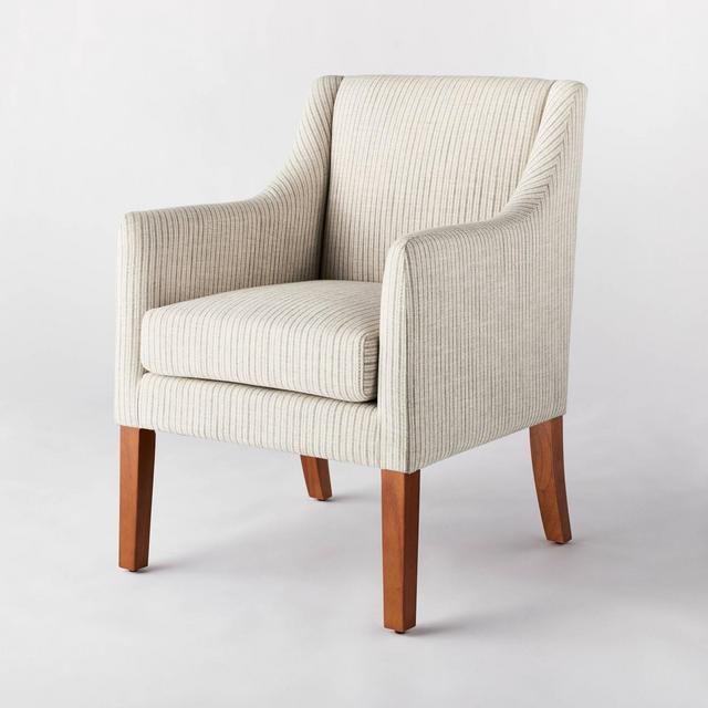 Clearfield Swoop Fully Assembled Arm Dining Chair Cream Striped - Threshold™ designed with Studio McGee